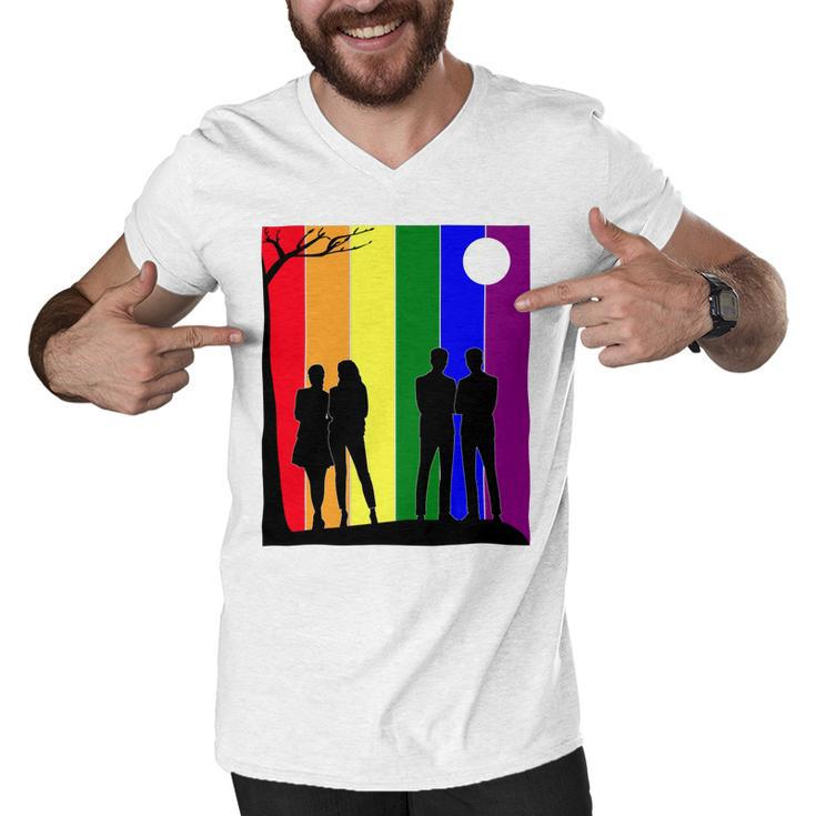 Lgbt Pride Month  Lgbt History Month Slogan Shirt Respect Love Men V-Neck Tshirt