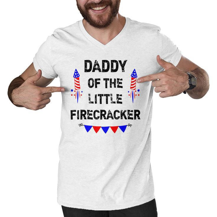Mens 4Th Of July Dad Daddy Of The Little Firecracker Gifts   Men V-Neck Tshirt
