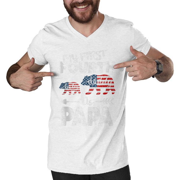 Mens 4Th Of July Gift For Papa Bear Dad Pregnancy Announcement  Men V-Neck Tshirt