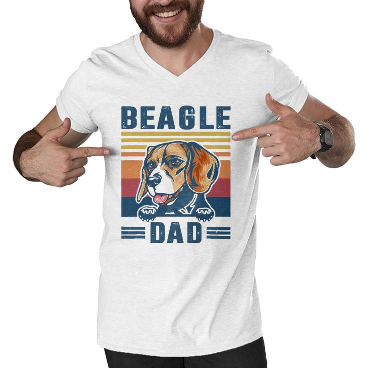 Mens Beagle Dad Father Retro Beagle Gifts Dog Dad Men V-Neck Tshirt