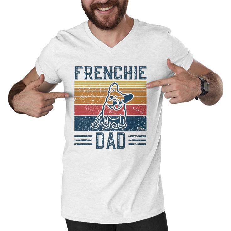 Mens Funny Vintage Frenchie Dad For Men - French Bulldog Men V-Neck Tshirt