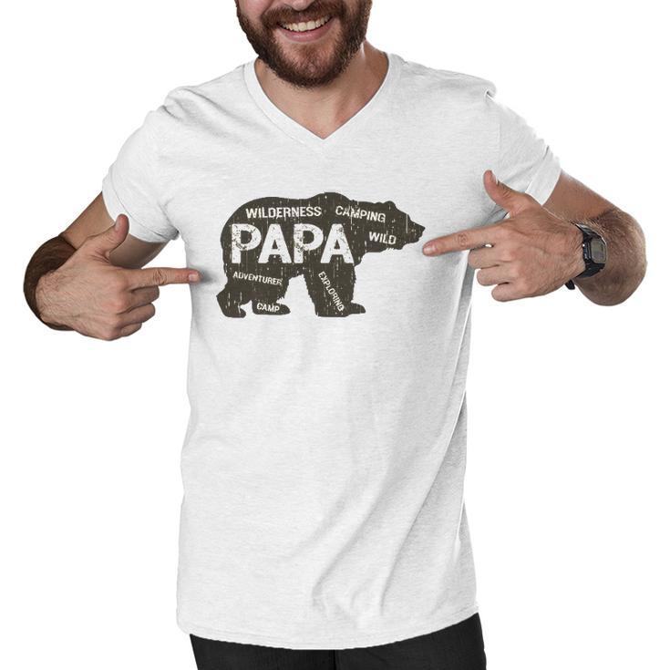 Mens Papa Camping Bear Top Camper Grandpa Gifts For Men Men V-Neck Tshirt