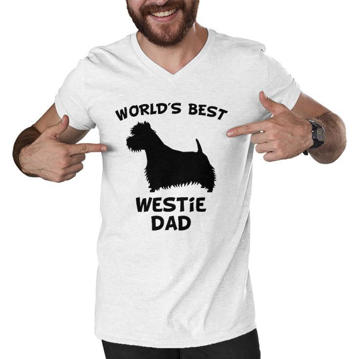 Mens Worlds Best Westie Dad Dog Owner Men V-Neck Tshirt