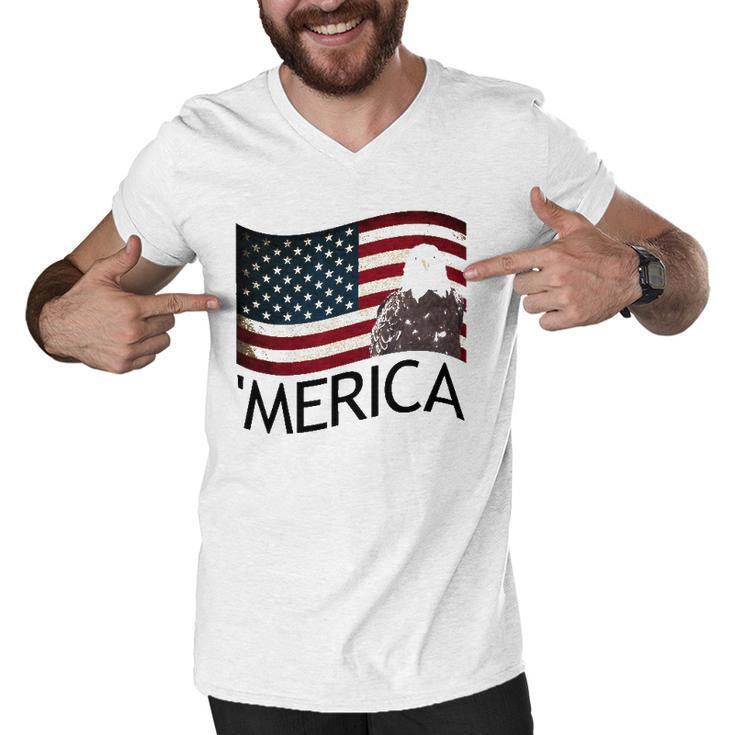 Merica Eagle Flag4th Of July Patriotic America Men V-Neck Tshirt