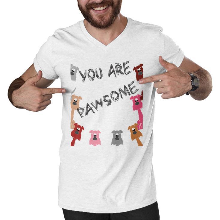 Official  You Are Pawsome Men V-Neck Tshirt