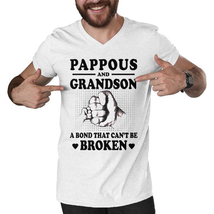 Pappous Grandpa Gift   Pappous And Grandson A Bond That Cant Be Broken Men V-Neck Tshirt