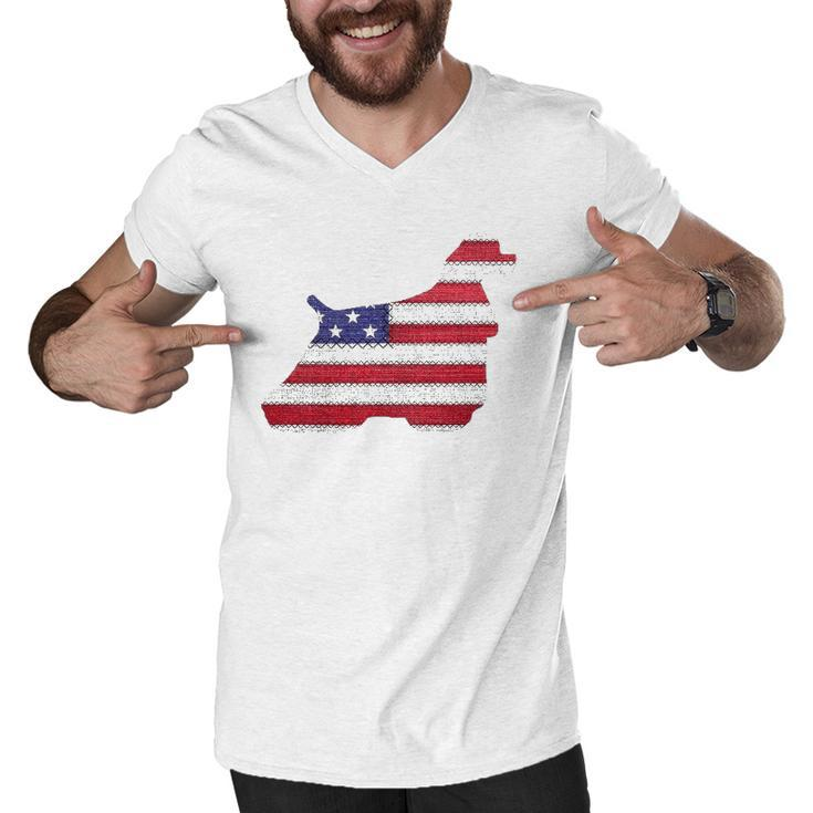 Patriotic American Cocker Spaniel Love Flag Vintage Gift Men V-Neck Tshirt