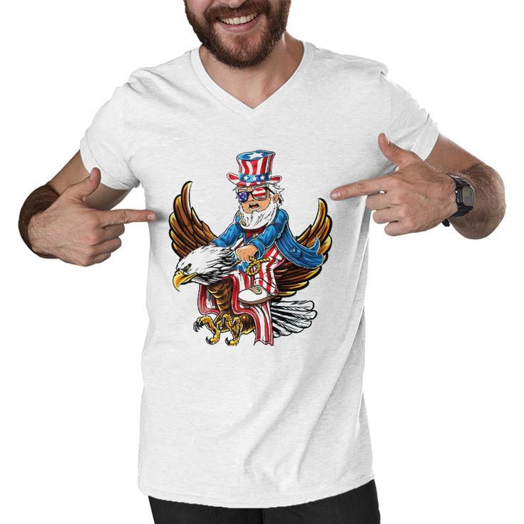 Patriotic Uncle Sam Bald Eagle 4Th Of July American Flag Boy Men V-Neck Tshirt