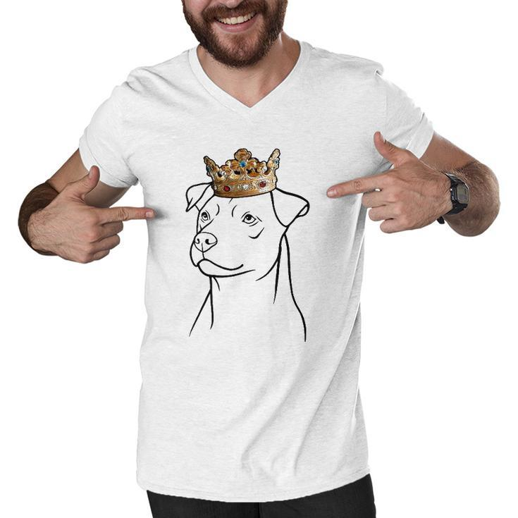 Patterdale Terrier Dog Wearing Crown Men V-Neck Tshirt