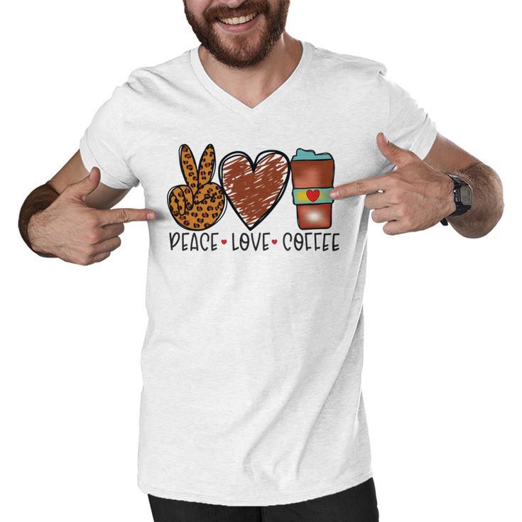 Peace Love Coffee Men V-Neck Tshirt