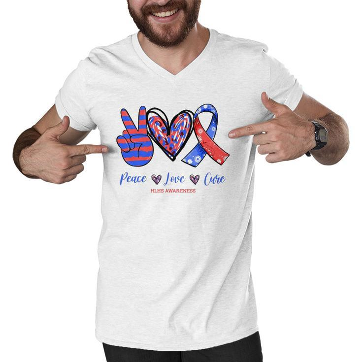 Peace Love Cure Hypoplastic Left Heart Syndrome Awareness Men V-Neck Tshirt