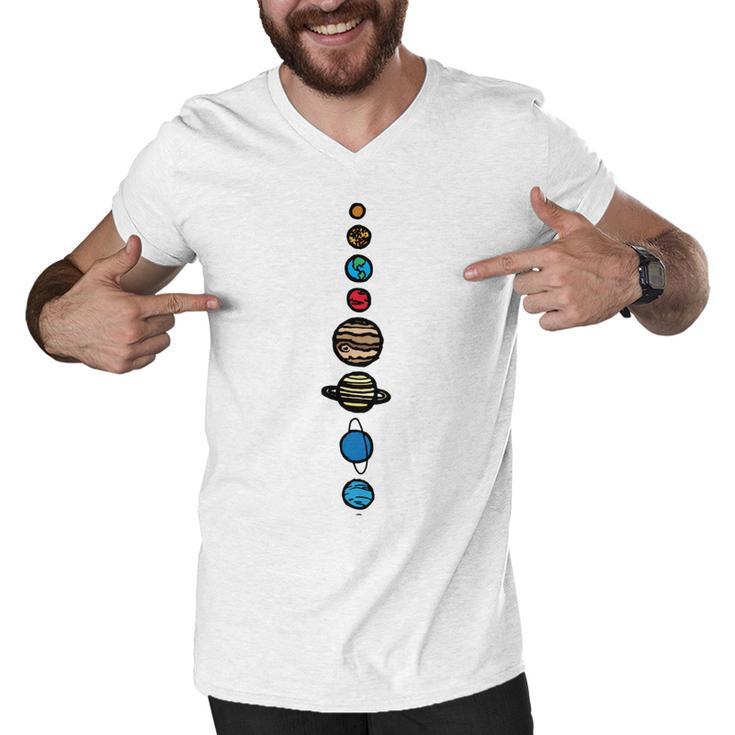 Planets Colour Men V-Neck Tshirt