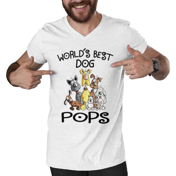 Pops Grandpa Gift   Worlds Best Dog Pops Men V-Neck Tshirt