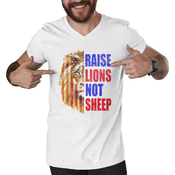 Raise Lions Not Sheep American Flag 4Th Of July  Men V-Neck Tshirt