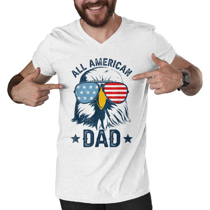 Retro All American Dad 4Th Of July  Daddy Eagle Usa  Men V-Neck Tshirt