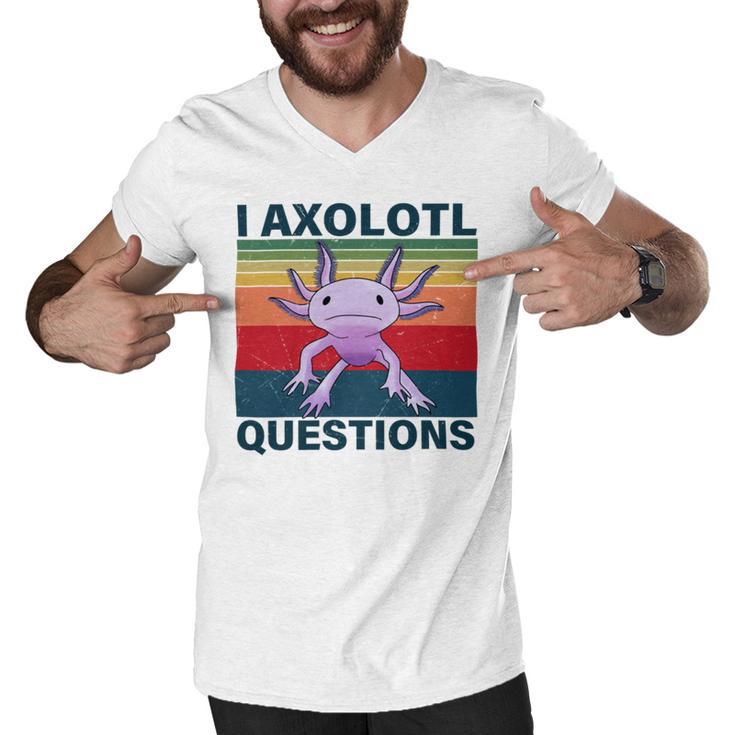 Retro I Axolotl Questions Funny Cute Axolotl Men V-Neck Tshirt