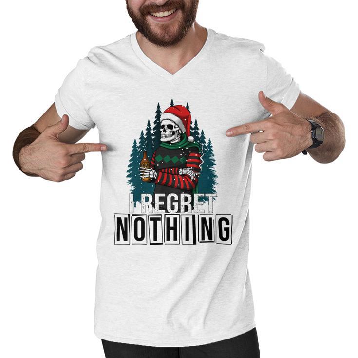 Skeleton Santa I Regret Nothing Christmas Men V-Neck Tshirt