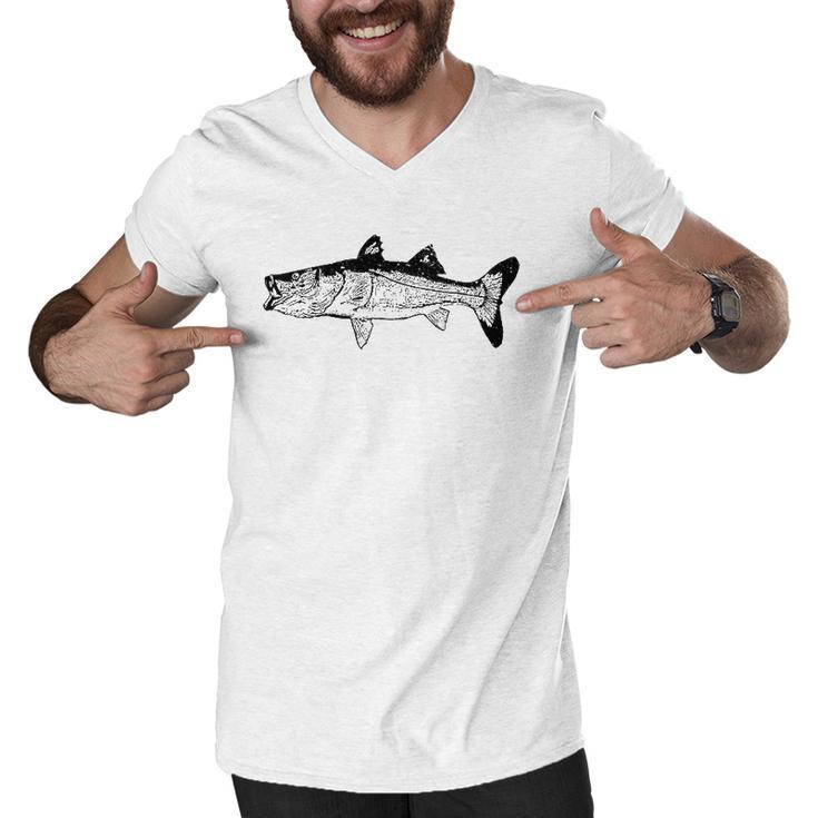 Snook Fish Portrait Cool Snook Fishing Mens Gift Men V-Neck Tshirt