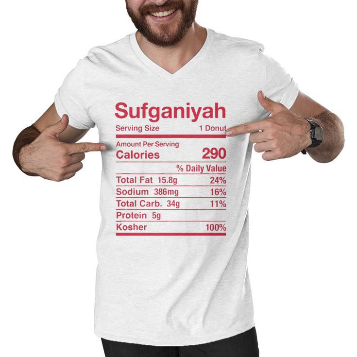 Sufganiyah Nutrition Facts Jewish Kosher Food Hanukkah Men V-Neck Tshirt