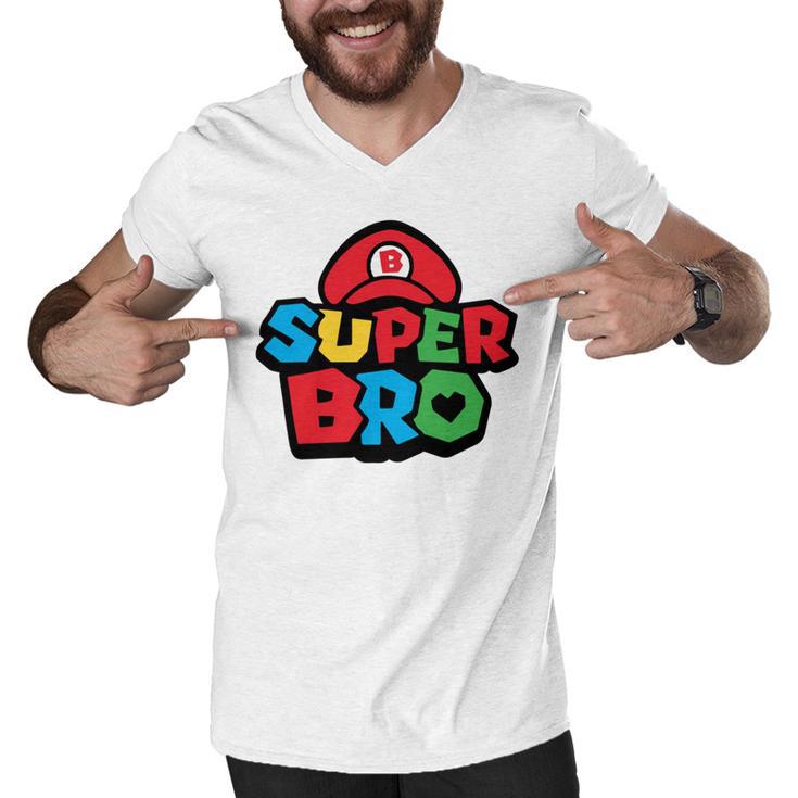 Super Bro Funny Brother Video Gaming Lover Gift Birthday Holiday By Mesa Cute Men V-Neck Tshirt