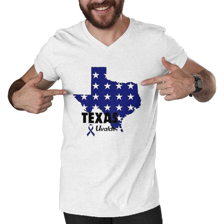 Texas Uvalde Texas Map Pray For Uvalde Uvalde Strong Men V-Neck Tshirt