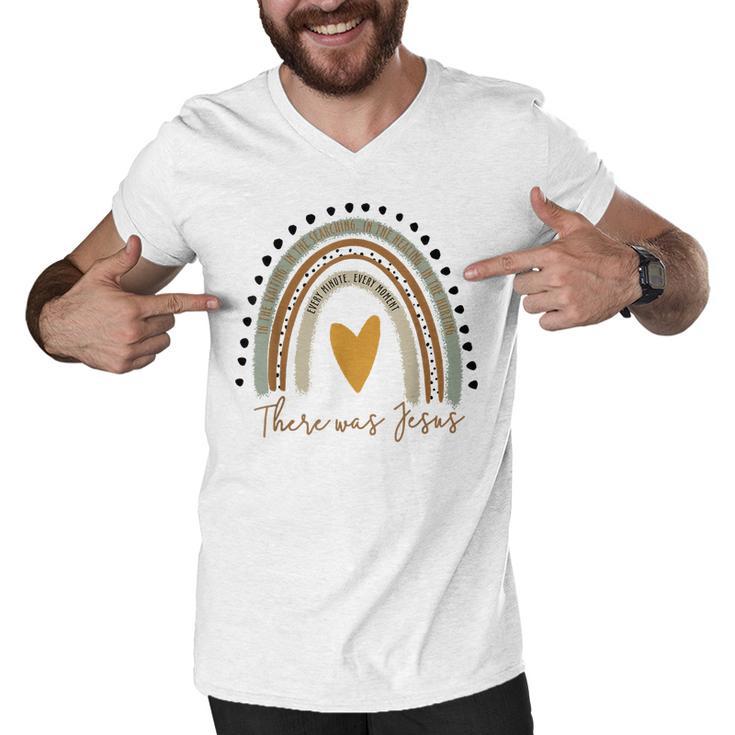 There Was Jesus Unisex Christian Religious Rainbow Vintage  Men V-Neck Tshirt