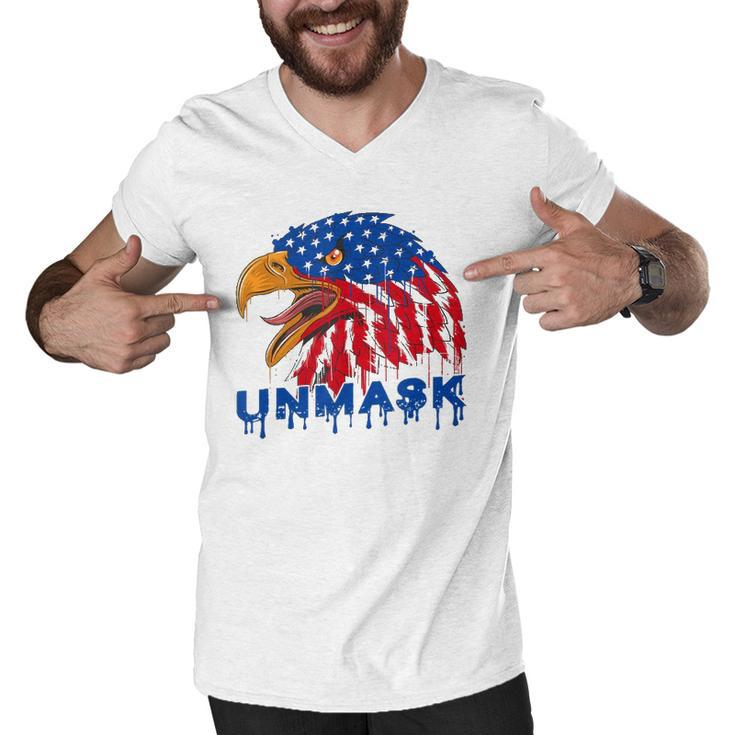 Unmask No Mask Usa Flag Eagle Patriotic Independence Day Men V-Neck Tshirt