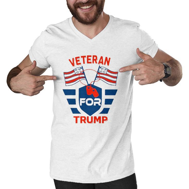 Veteran For Trump Flag Happy July 4Th Men V-Neck Tshirt