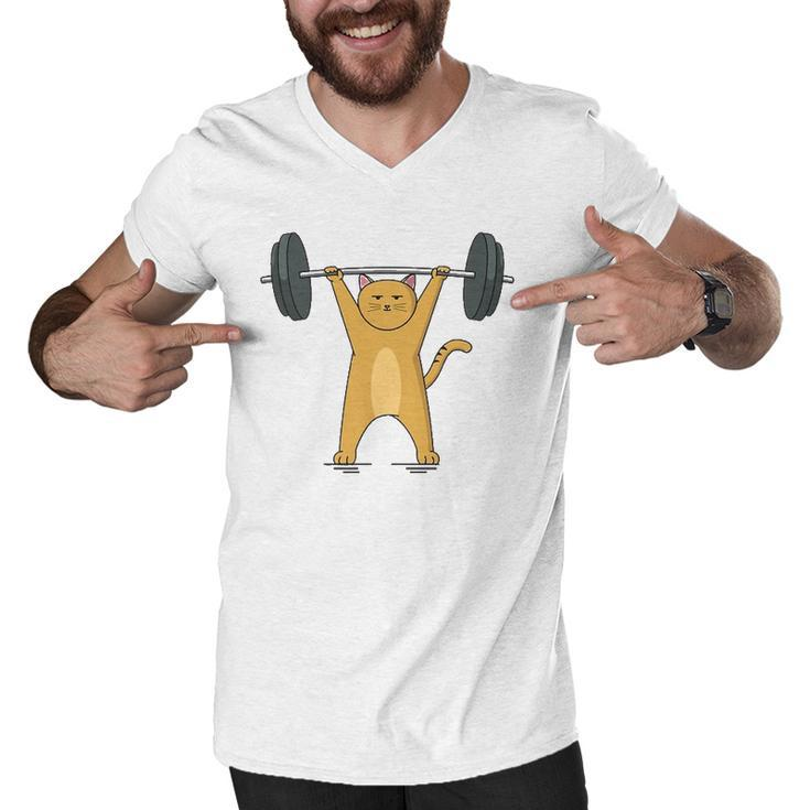 Weightlifting - Cat Barbell Fitness Lovers Gift Men V-Neck Tshirt