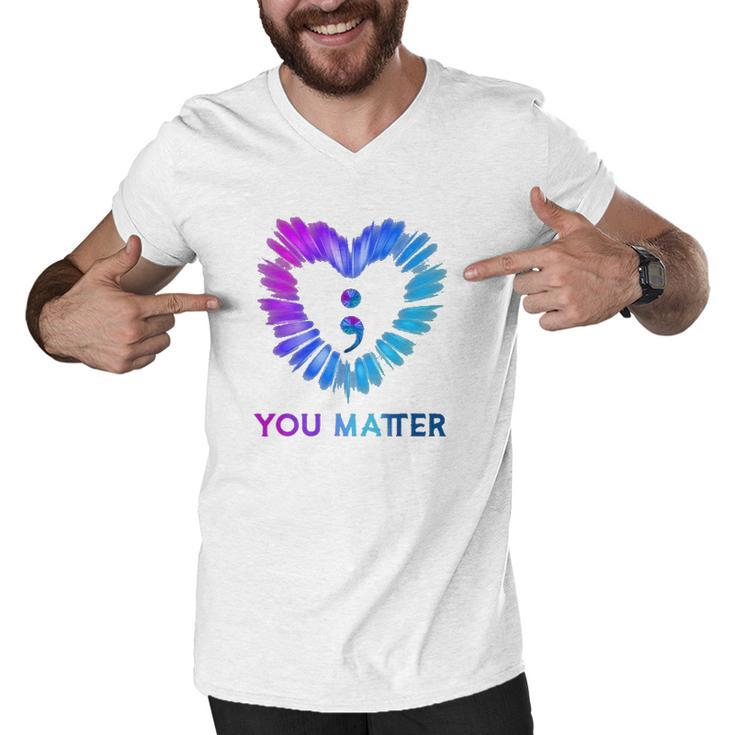 You Matter Suicide Awareness And Prevention Semicolon Heart Men V-Neck Tshirt