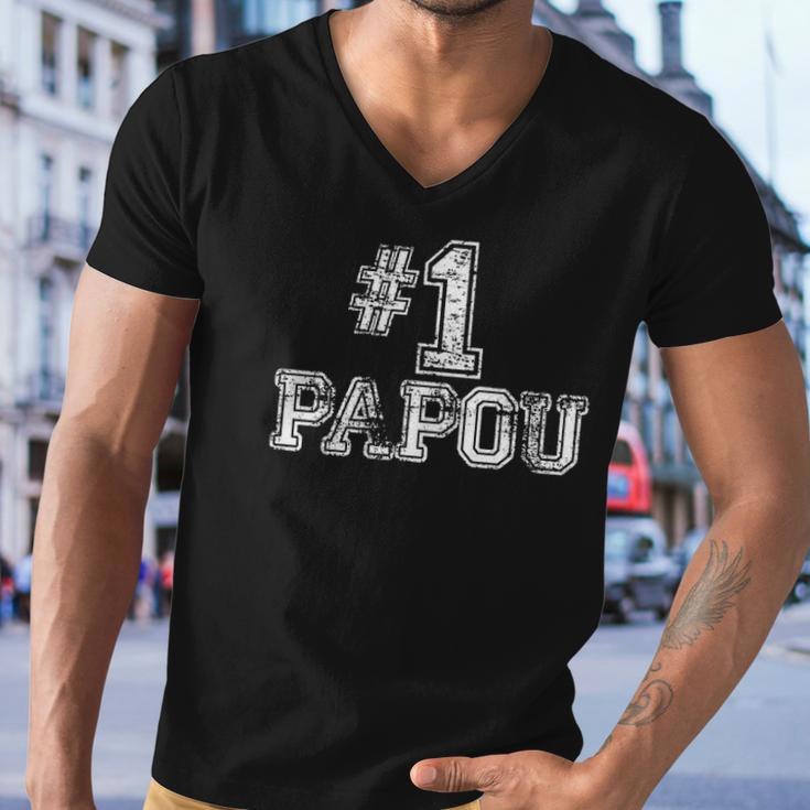 1 Papou Number One Sports Fathers Day Gift Men V-Neck Tshirt
