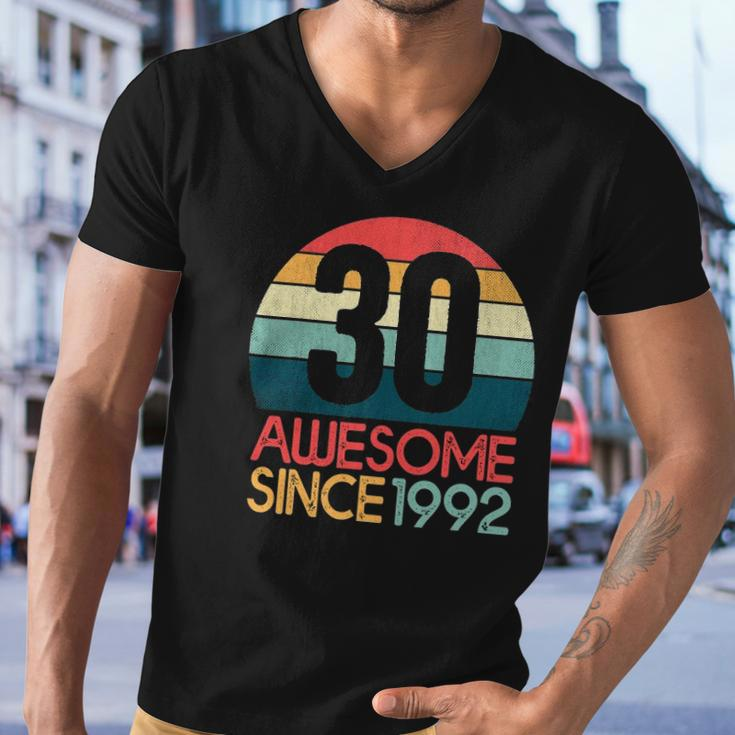 30Th Birthday Vintage Retro 30 Years Old Awesome Since 1992 Gift Men V-Neck Tshirt
