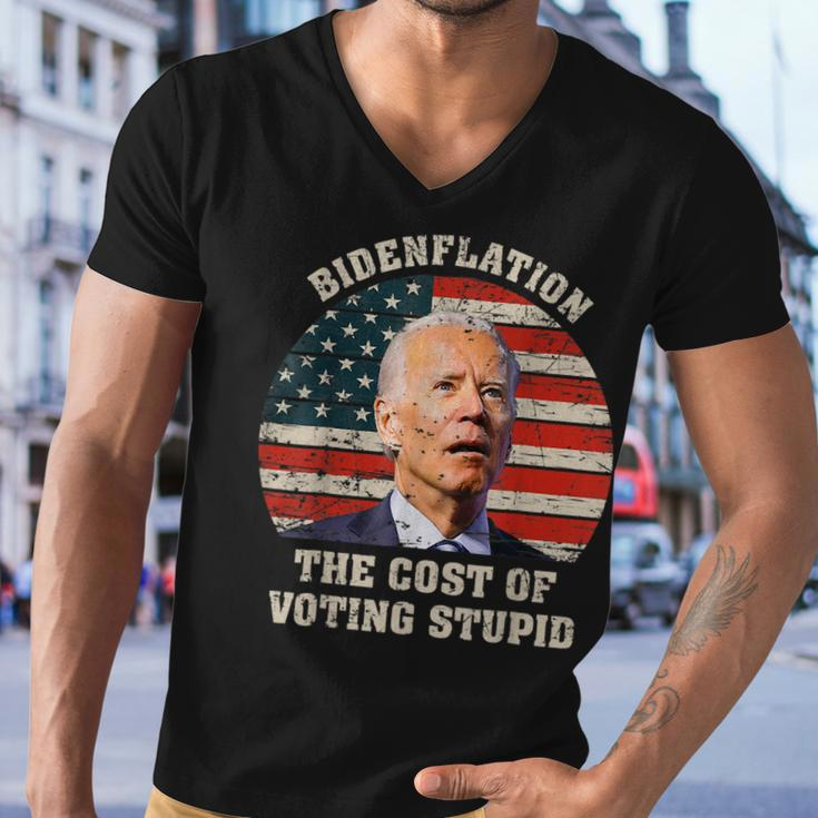 4Th Of July Bidenflation The Cost Of Voting Stupid Biden Men V-Neck Tshirt