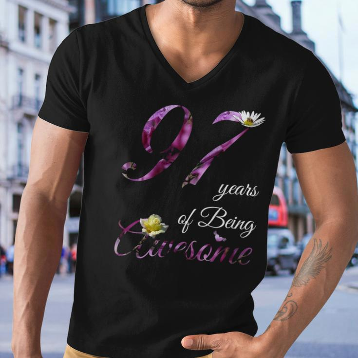 97 Years Old Awesome Floral 1925 97Th Birthday Gift Men V-Neck Tshirt