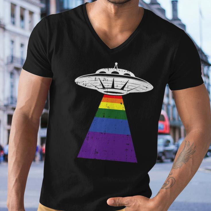 Alien Abduction Gay Pride Lgbtq Gaylien Ufo Proud Ally Men V-Neck Tshirt