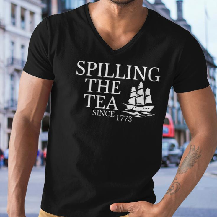 America Spilling Tea Since 1773 4Th Of July Independence Day Men V-Neck Tshirt