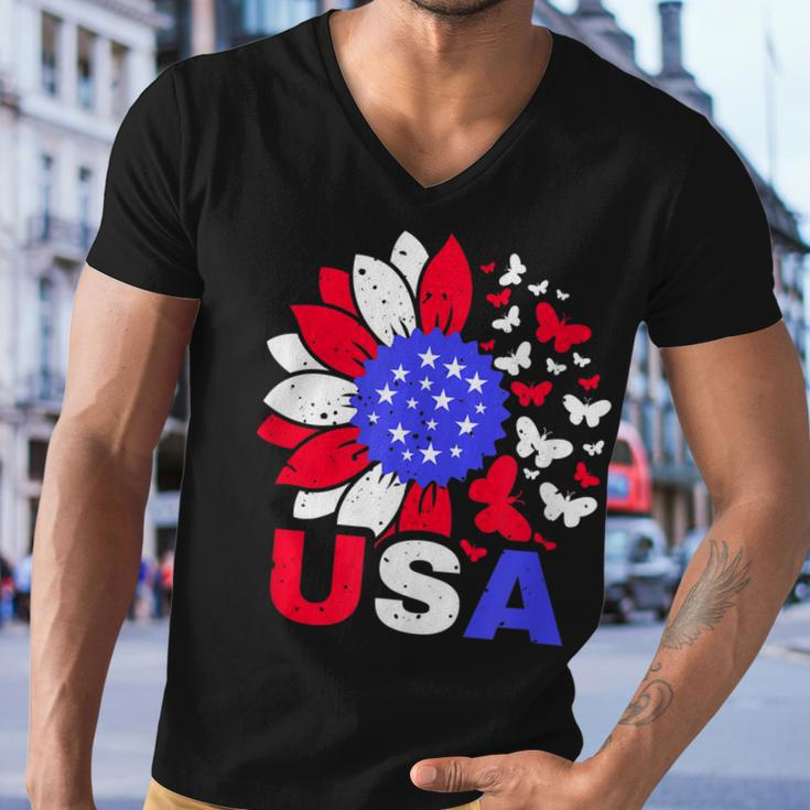 American Flag 4Th Of July Proud Usa Flower Girl Men V-Neck Tshirt