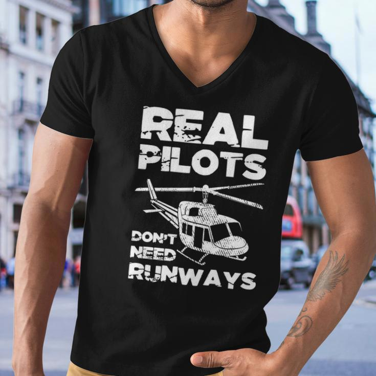 Aviation Real Pilots Dont Need Runways Helicopter Pilot Men V-Neck Tshirt
