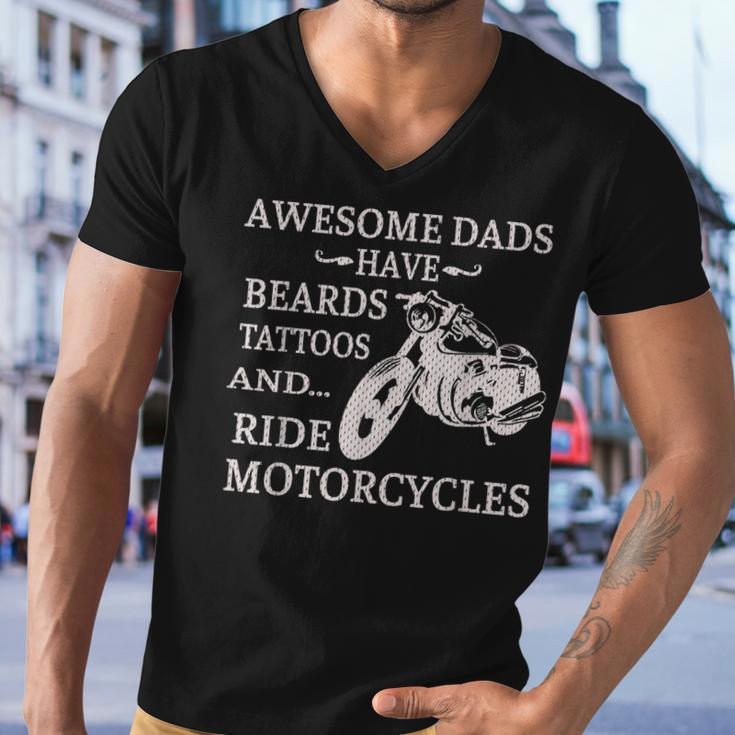 Awesome Dads Have Beards Tattoos And Ride Motorcycles V2 Men V-Neck Tshirt
