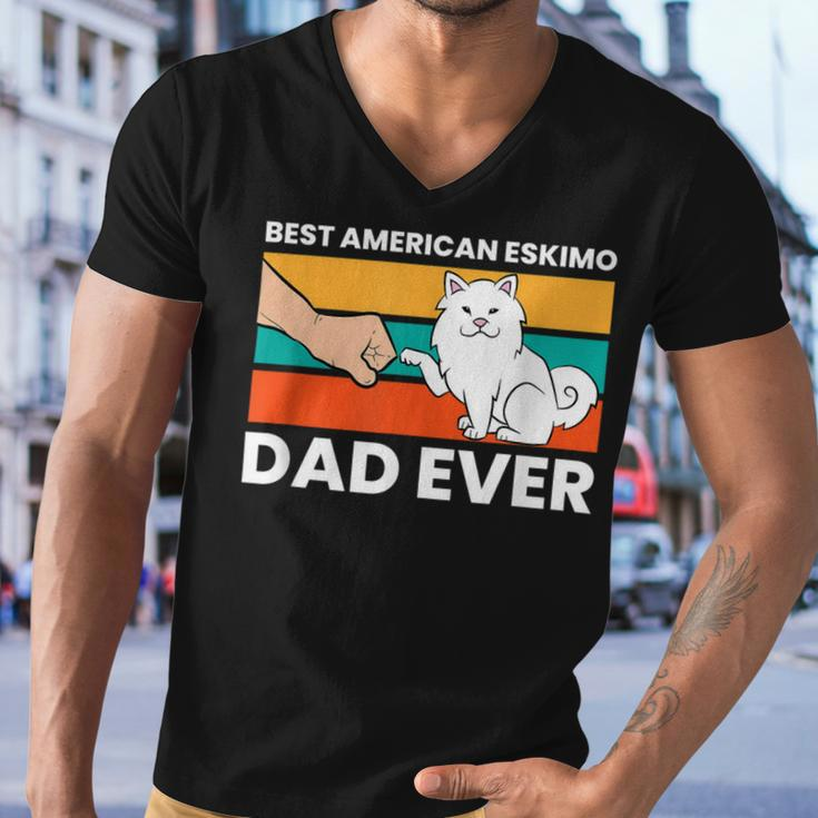 Best American Eskimo Dad Ever Funny American Eskimo Dad Men V-Neck Tshirt