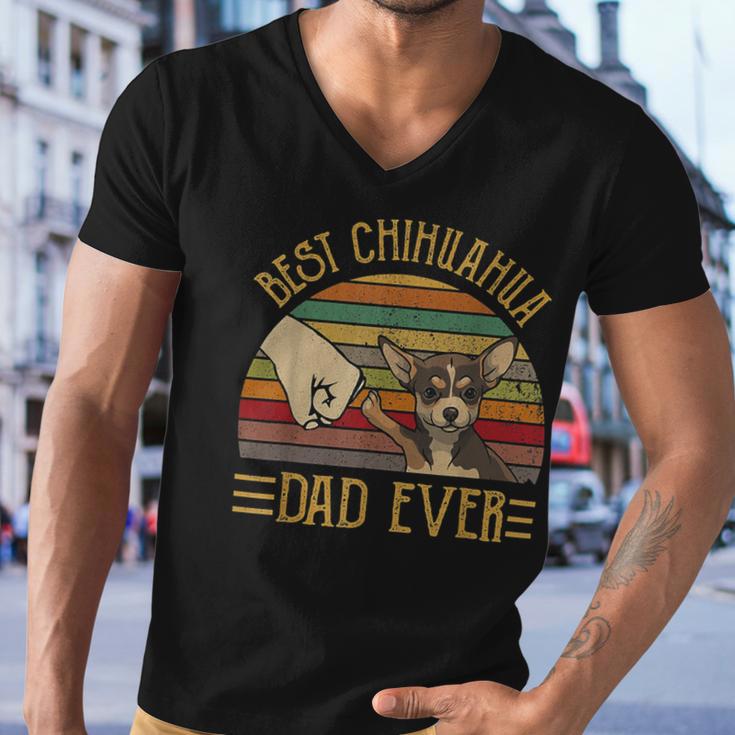 Best Chihuahua Dad Ever Retro Vintage Sunset Men V-Neck Tshirt