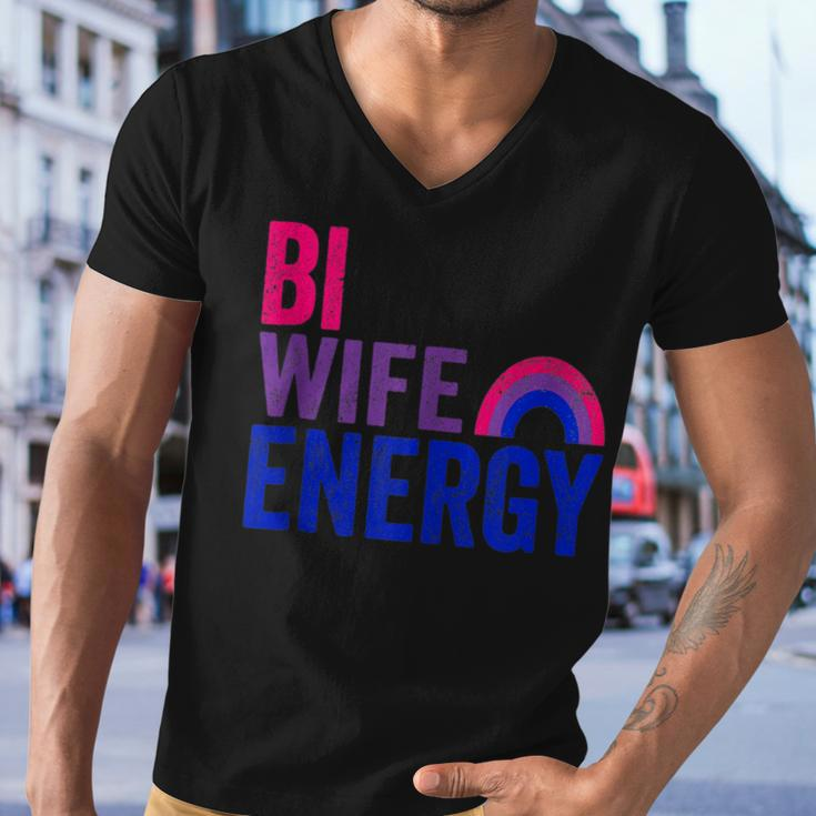 Bi Wife Energy Bisexual Pride Bisexual Rainbow Flag Bi Pride V2 Men V-Neck Tshirt