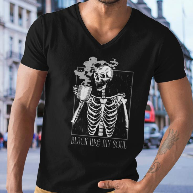 Black Coffee Like My Soul Skeleton Funny Java Or Die Men V-Neck Tshirt