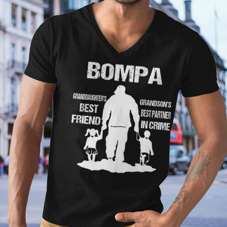 Bompa Grandpa Gift Bompa Best Friend Best Partner In Crime Men V-Neck Tshirt