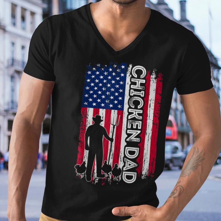 Chicken Chicken Chicken Dad American Flag Poultry Farmer Dad Fathers Day Men V-Neck Tshirt