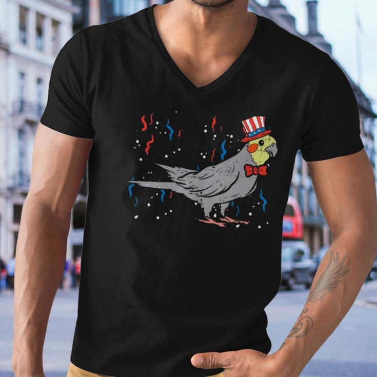 Cockatiel Bird American Flag Usa 4Th Of July Fourth Animal Men V-Neck Tshirt