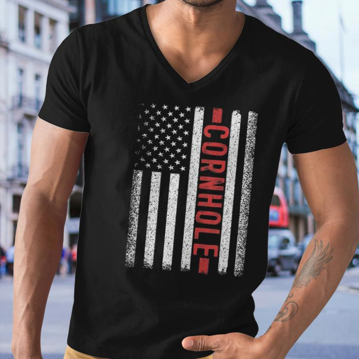 Cornhole American Flag 4Th Of July Bags Player Novelty Men V-Neck Tshirt