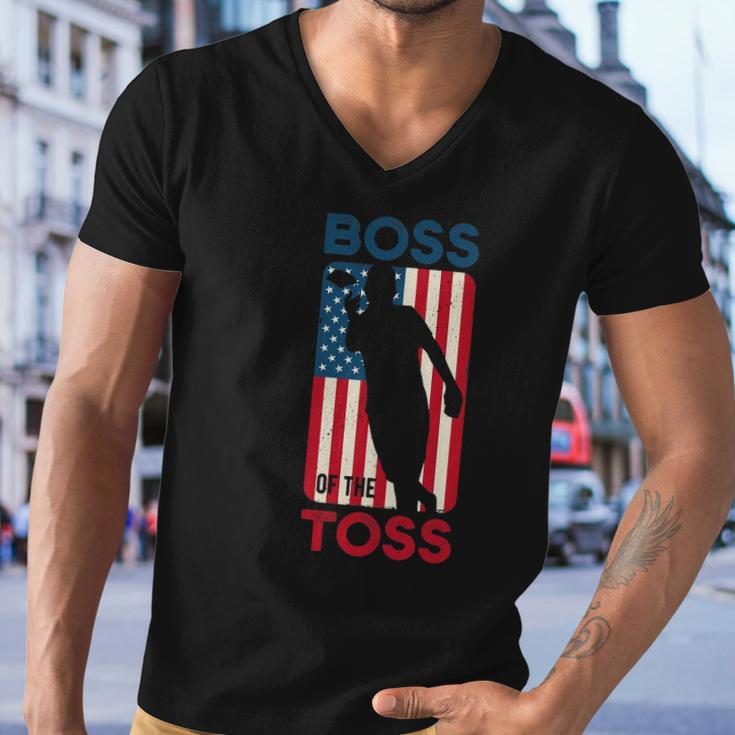 Cornhole S For Men Boss Of The Toss 4Th Of July Men V-Neck Tshirt