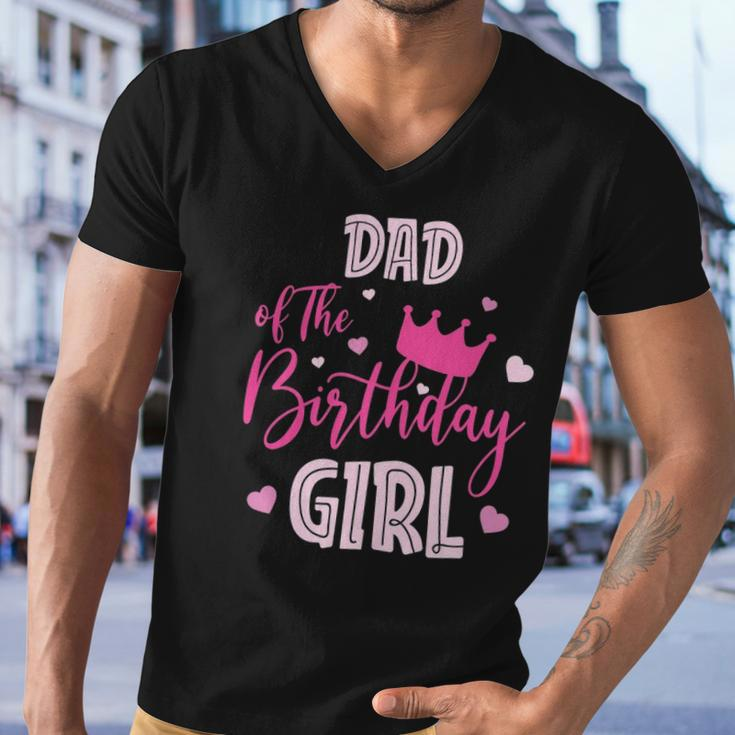 Dad Of The Birthday Girl Cute Pink Matching Family Men V-Neck Tshirt