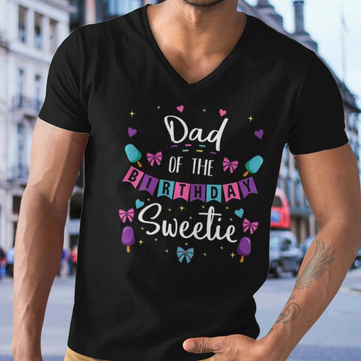 Dad Of The Birthday Sweetie Ice Cream Bday Party Father Dad Men V-Neck Tshirt